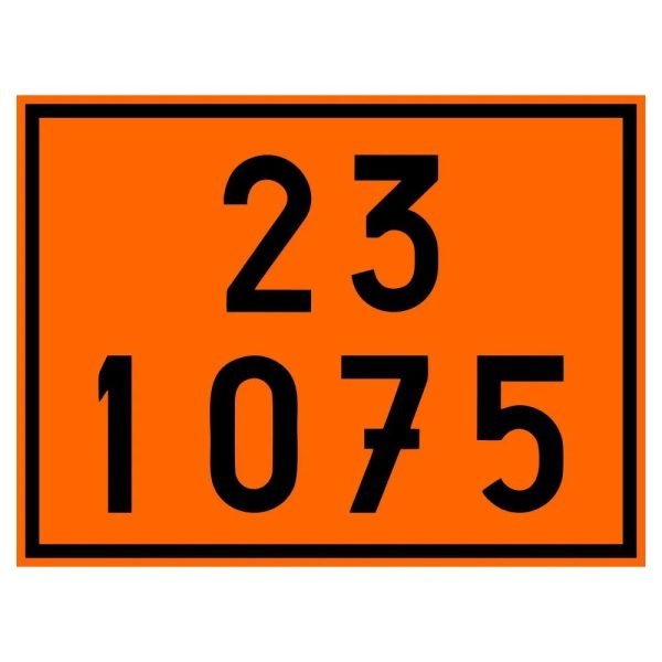 PLACA NUMEROLOGIA 23 1075 GÁS DE PETRÓLEO LIQUEFEITO 40 X 30