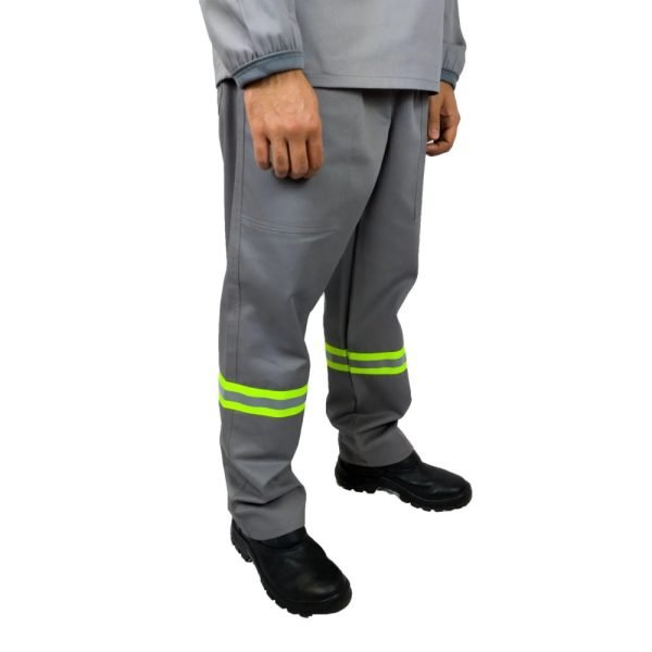 CALCA BRIM PESADO CINZA C/ ELASTICO REFLETIVO VERDE