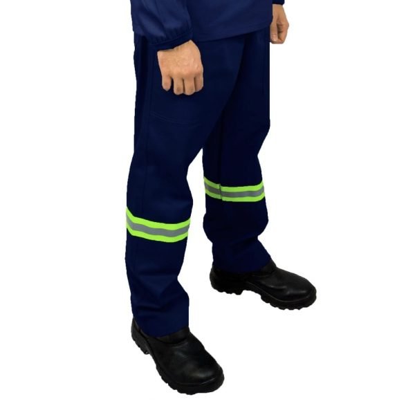 CALCA BRIM LEVE AZUL MARINHO C/ ELASTICO REFLETIVO VERDE