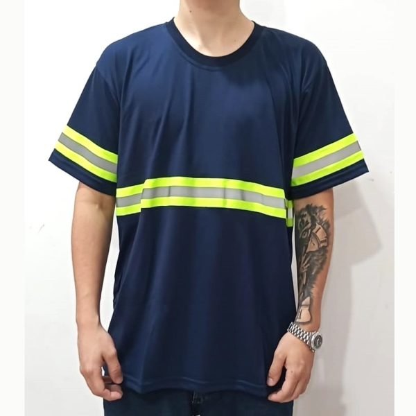 CAMISETA COM REFLETIVO MANGA CURTA AZUL MARINHO