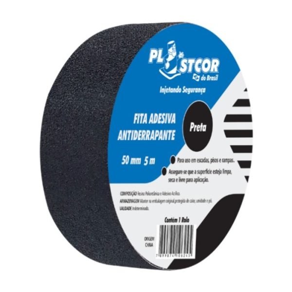 FITA ANTIDERRAPANTE PLASTCOR 50MM X 5M PRETA
