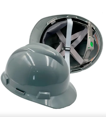 CAPACETE V-GARD CINZA METALIZADO MSA COM SUSPENSÃO E JUGULAR - CA 498