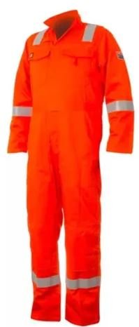 MACACÃO NR10 BRIM LARANJA COM REFLETIVO FECHAMENTO DUPLO - CA 50245