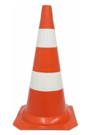 CONE RÍGIDO REFLETIVO LARANJA E BRANCO 50CM