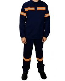 MACACÃO BRIM LEVE ML AZUL MARINHO REFLETIVO LARANJA