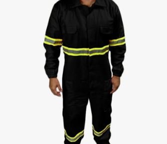 MACACÃO BRIM PRETO MANGA LONGA 2B REFLETIVO