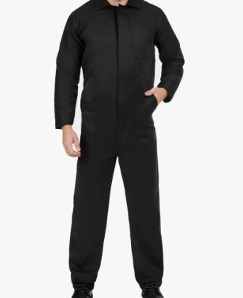 MACACÃO BRIM PRETO MANGA LONGA SEM REFLETIVO