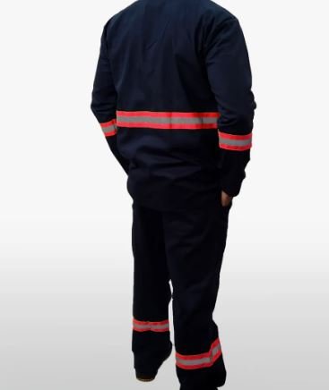 CONJUNTO PRETO MANGA LONGA COM REFLETIVO LARANJA