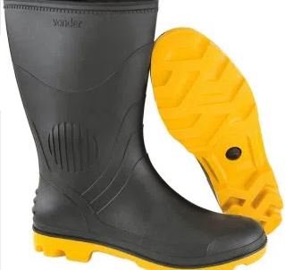 BOTA PVC VONDER PRETA E SOLA AMARELA SEM  FORRO CANO MÉDIO - CA 43107
