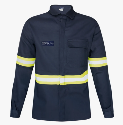 CAMISA AZUL MARINHO NR10 FR CEDROTECH REFLETIVO VERDE - CA 44303