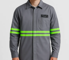 CAMISA NR10 CINZA FR CEDROTECH REFLETIVO VERDE - CA 44108
